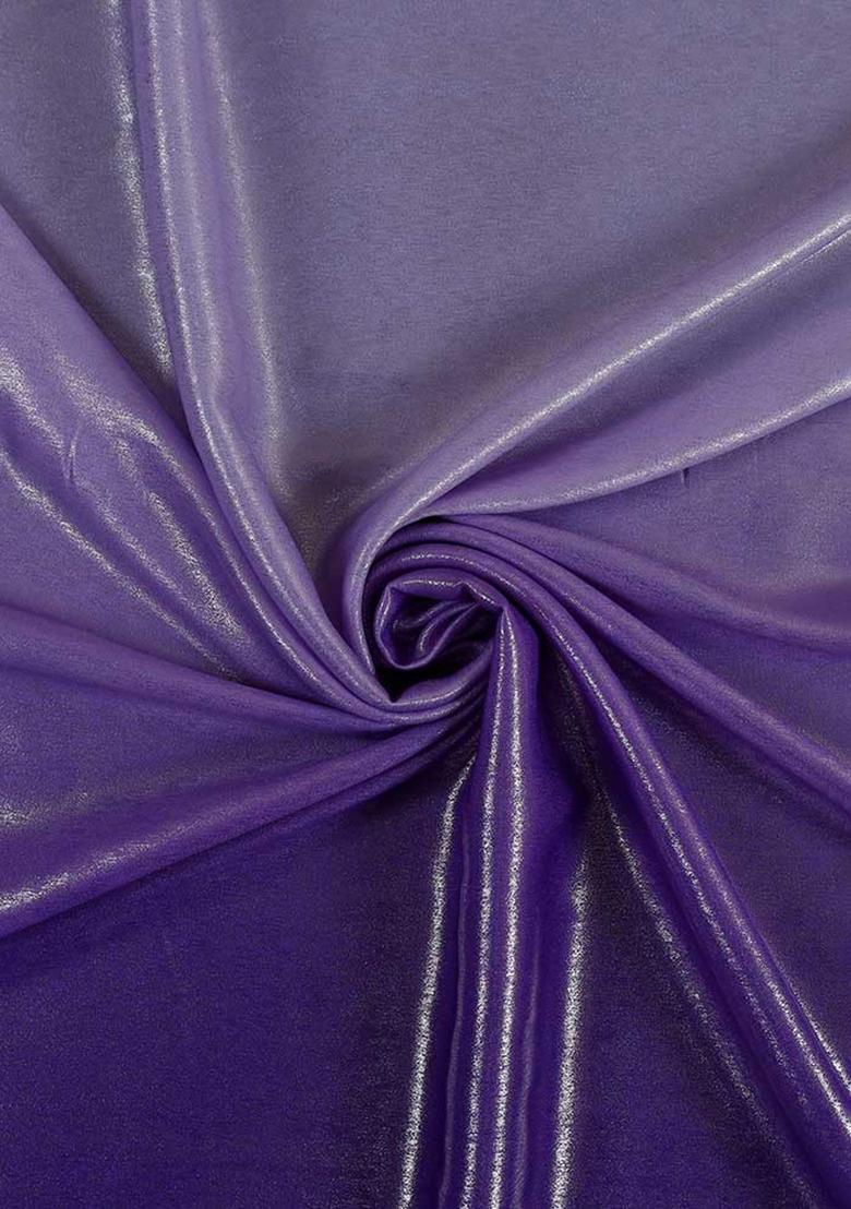 Purple Ombre Shaded With Foil Print Milano Satin Lehenga Set