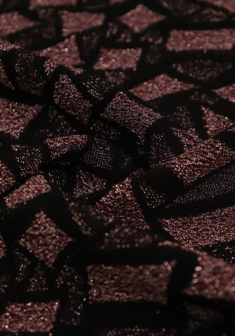 Black And Copper Jacquard Knit Lehenga Set