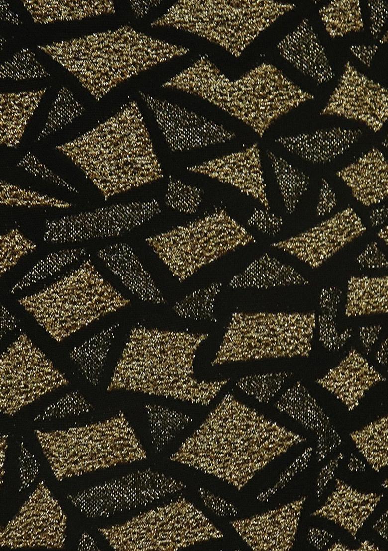 Black and Dull Golden Jacquard Knit Lehenga Set