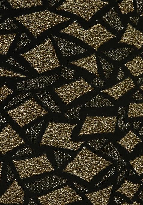 Black and Dull Golden Jacquard Knit Lehenga Set