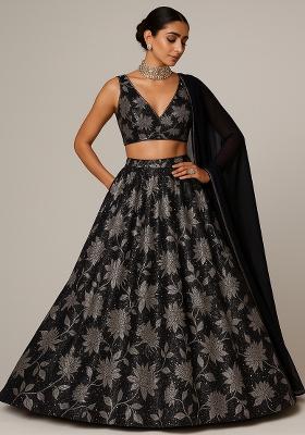 Black And White Printed cotton Lehenga Set