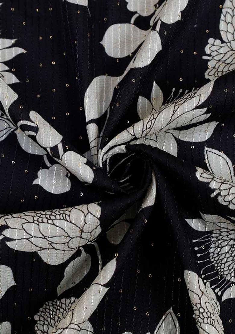 Black And White Printed cotton Lehenga Set