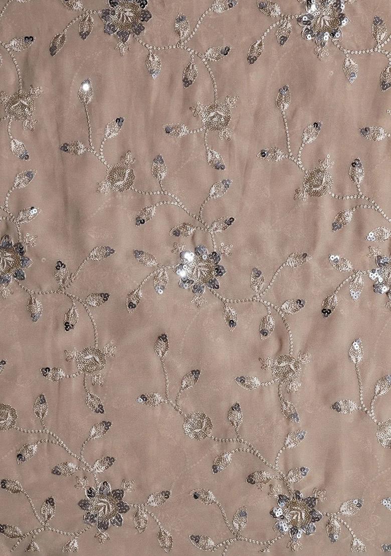 Beige Embroidered Georgette Lehenga Set - Indya