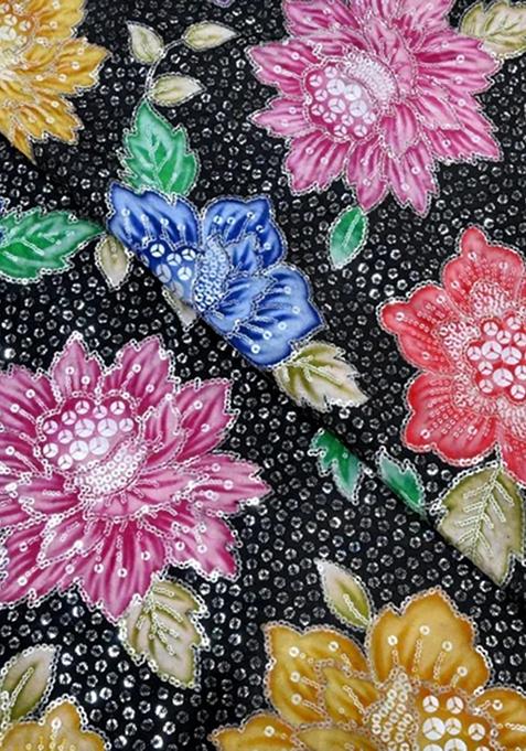 Black Embroidered Crepe Lehenga Set