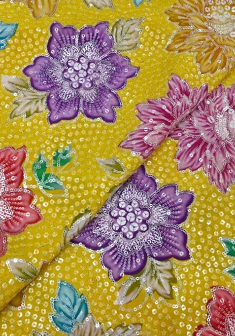 Yellow Embroidered Crepe Lehenga Set