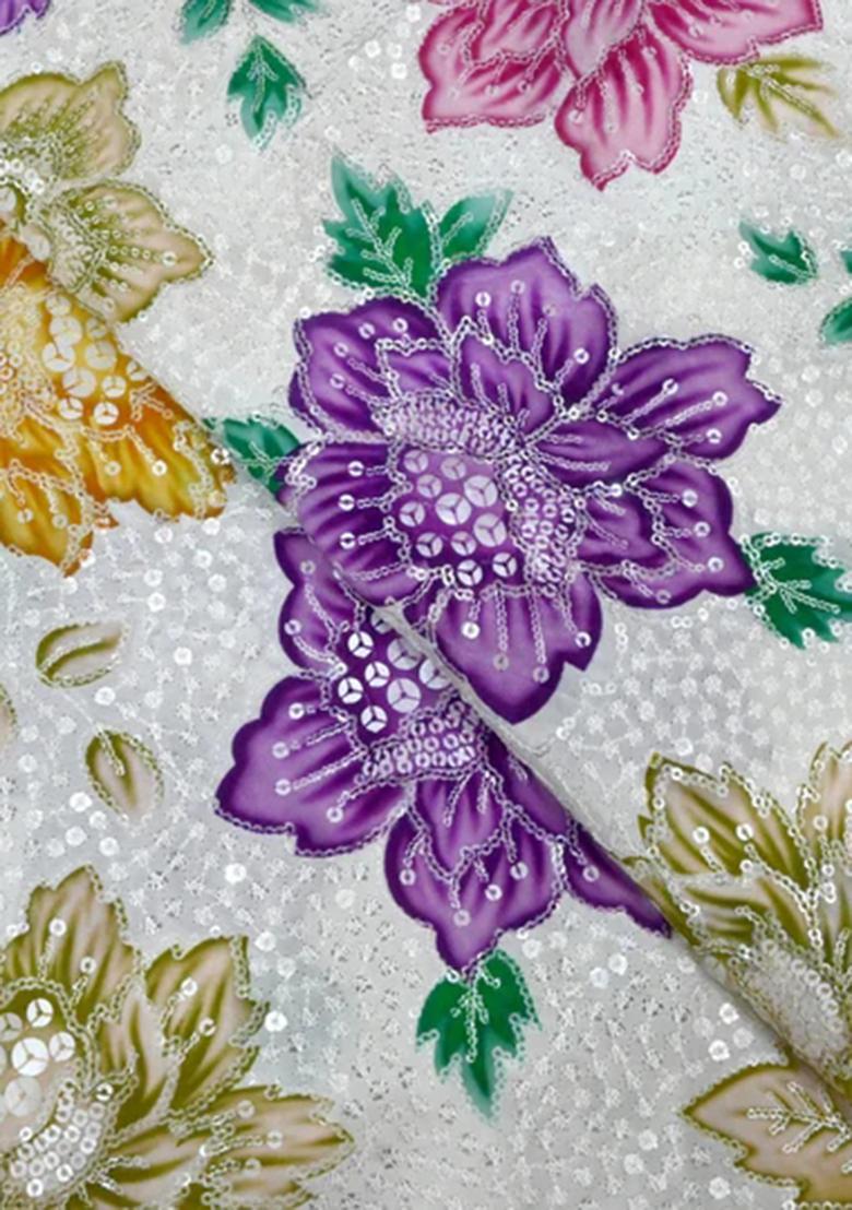 White Embroidered Crepe Lehenga Set - Indya