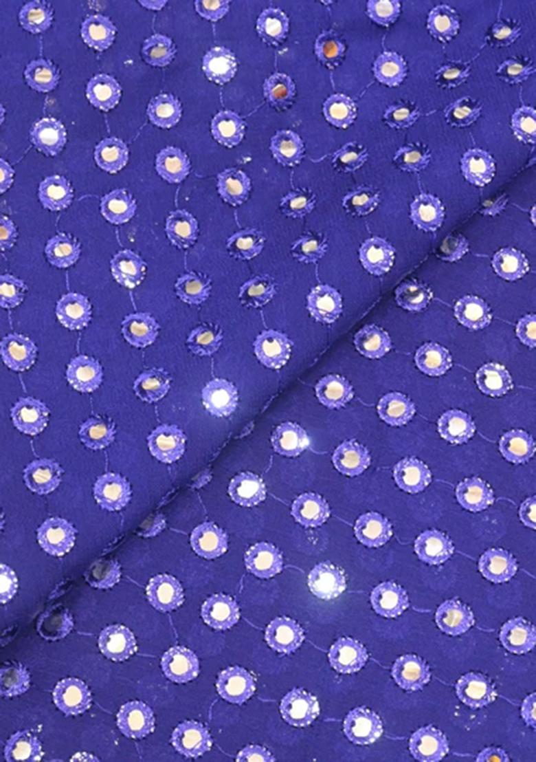 Blue Purple Embroidered Georgette Lehenga Set - Indya