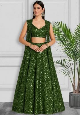 Mehendi Embroidered Georgette Lehenga Set