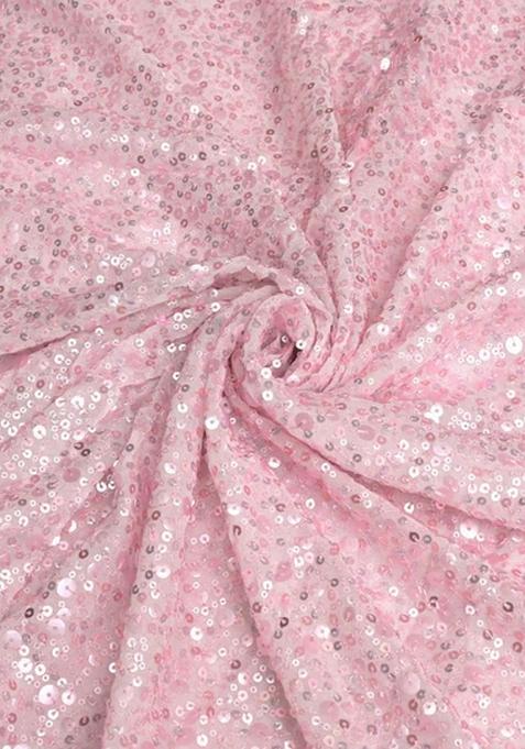 Pink Embroidered Georgette Lehenga Set