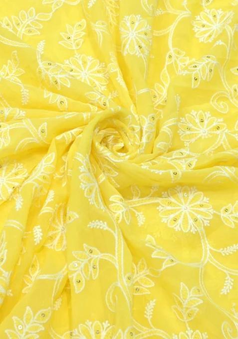 Yellow Embroidered Georgette Lehenga Set