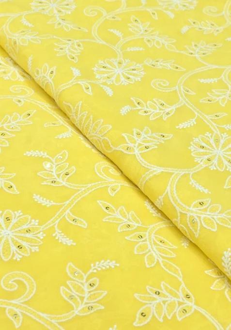 Yellow Embroidered Georgette Lehenga Set