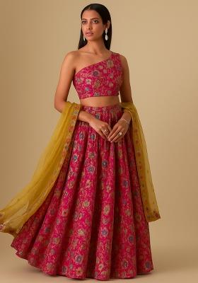 Pink Embroidered Organza Lehenga Set