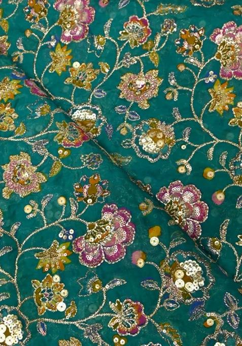 Green Embroidered Organza Lehenga Set