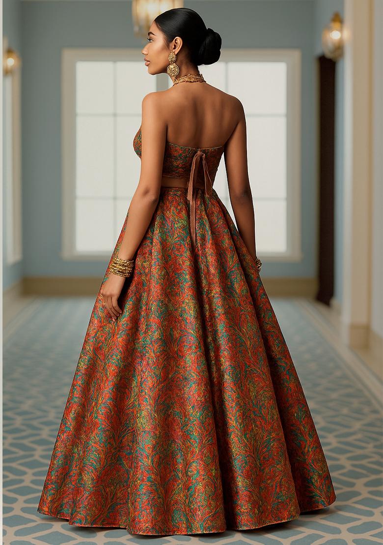 Yellow Jacquard Brocade Lehenga Set