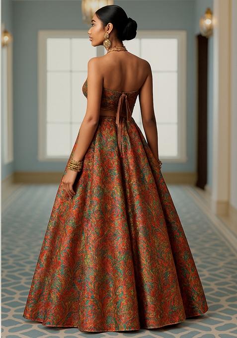 Yellow Jacquard Brocade Lehenga Set