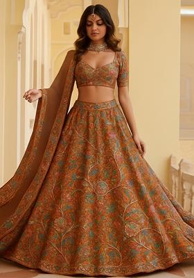 Yellow Jacquard Brocade Lehenga Set