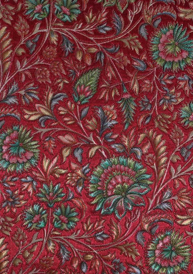 Pink Jacquard Brocade Lehenga Set - Indya