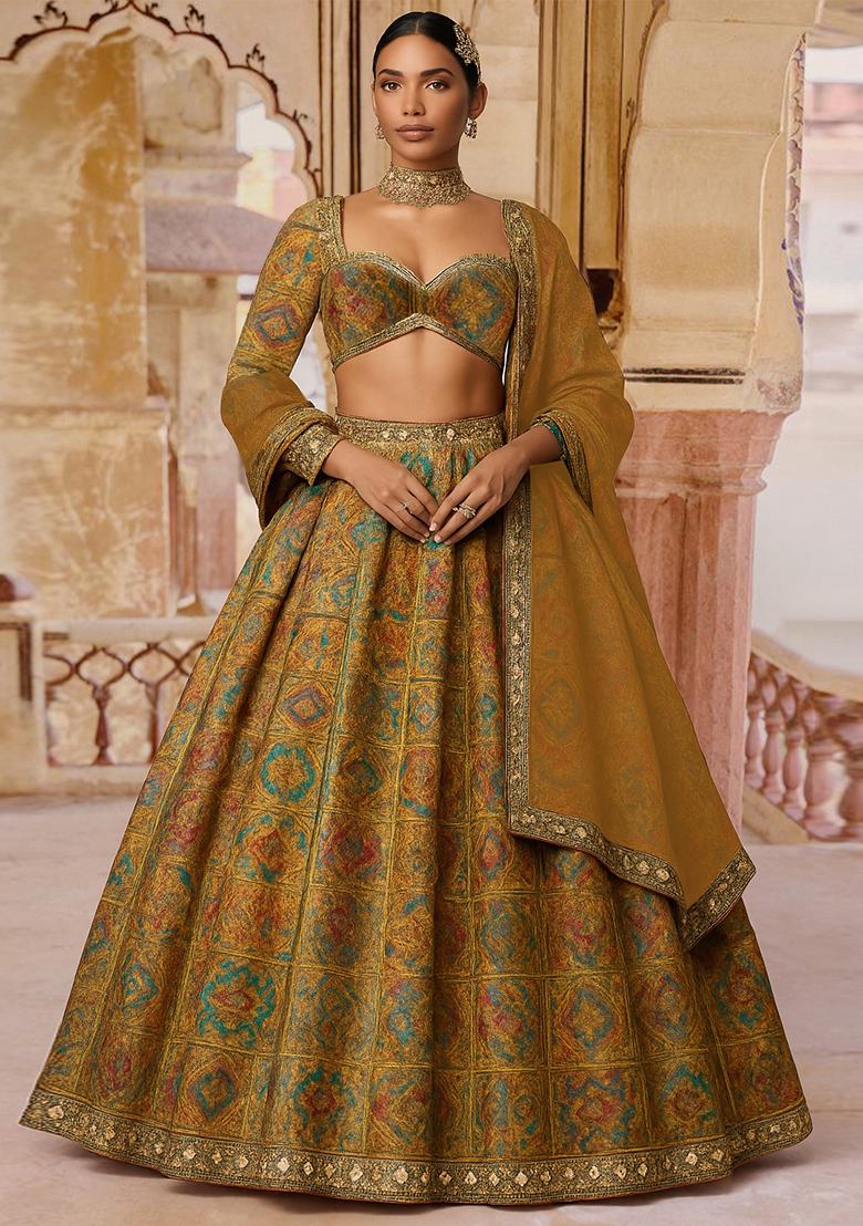 Multi Jacquard Brocade Lehenga Set