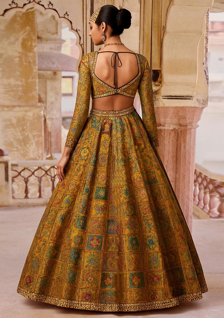 Multi Jacquard Brocade Lehenga Set