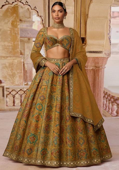 Multi Jacquard Brocade Lehenga Set
