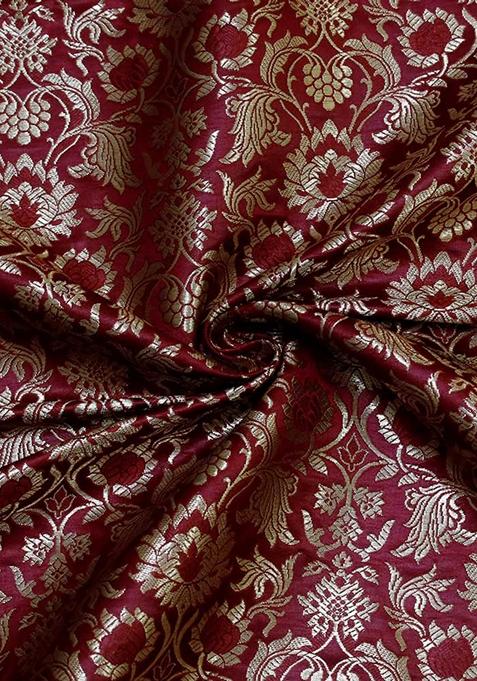 Rust Jacquard Brocade Lehenga Set