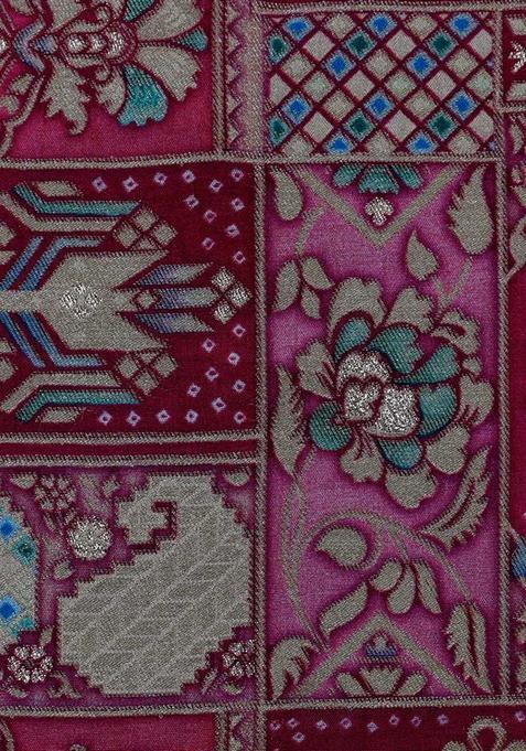 Magenta Pink Jacquard Brocade Lehenga Set