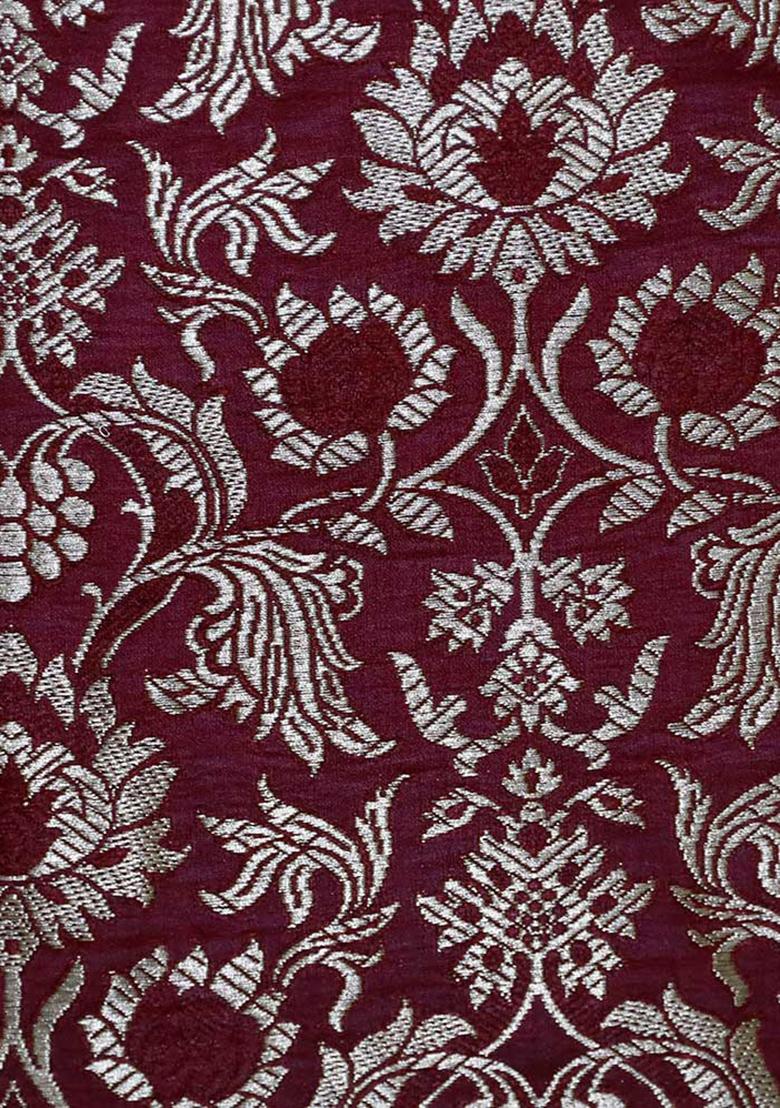 Rust Jacquard Brocade Lehenga Set - Indya