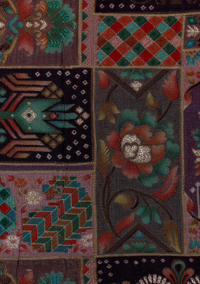 Mauve Jacquard Brocade Lehenga Set - Indya