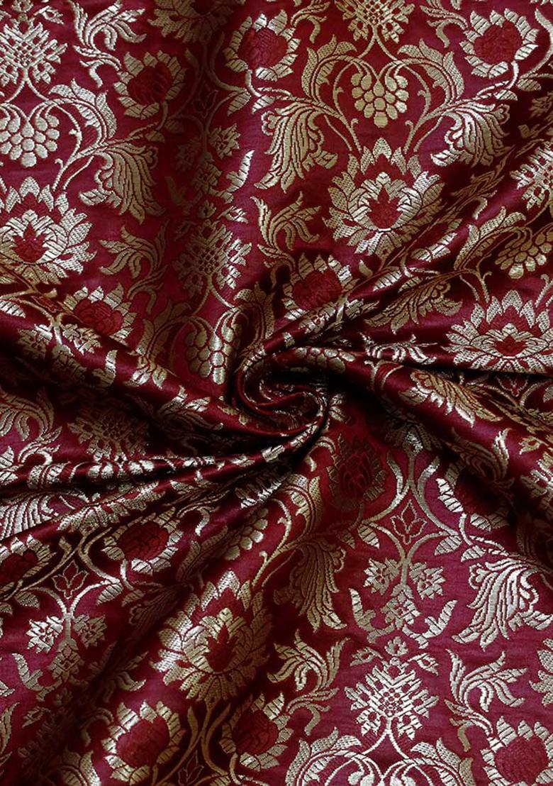 Rust Jacquard Brocade Lehenga Set