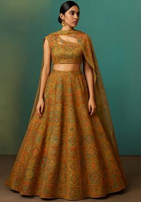Multi Jacquard Brocade Lehenga Set
