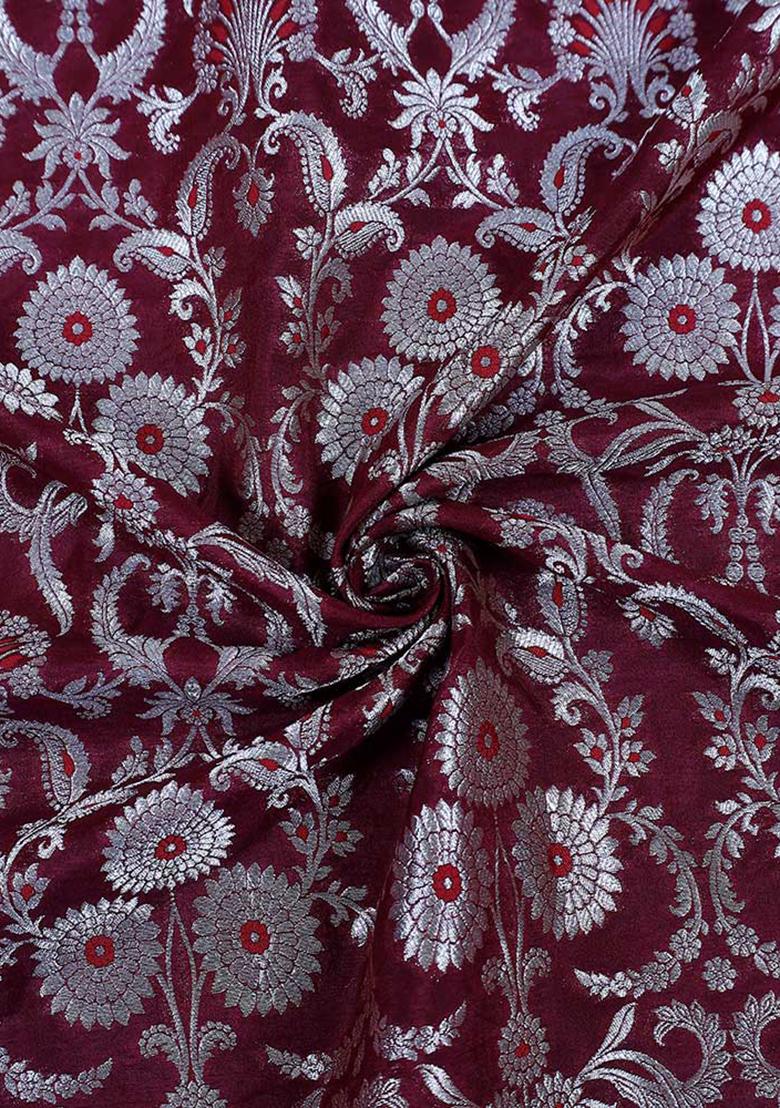 Maroon Jacquard Brocade Lehenga Set - Indya