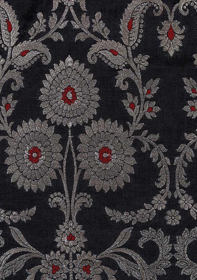 Black Jacquard Brocade Lehenga Set - Indya