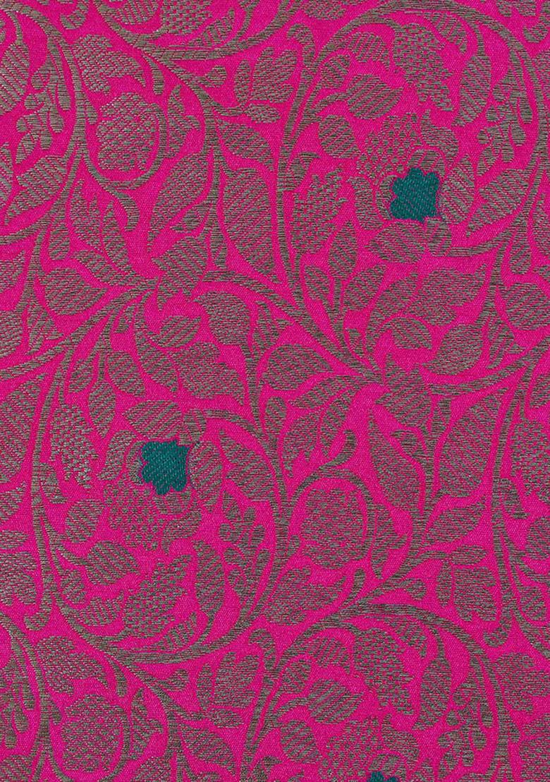 Fusion Pink Jacquard Brocade Lehenga Set - Indya