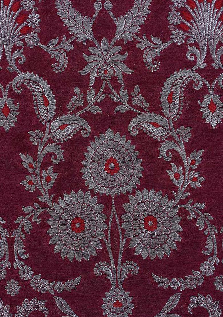 Maroon Jacquard Brocade Lehenga Set - Indya