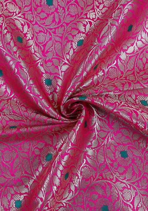 Fusion Pink Jacquard Brocade Lehenga Set