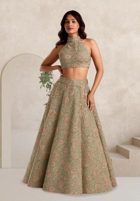 Multi Printed Silk Lehenga Set