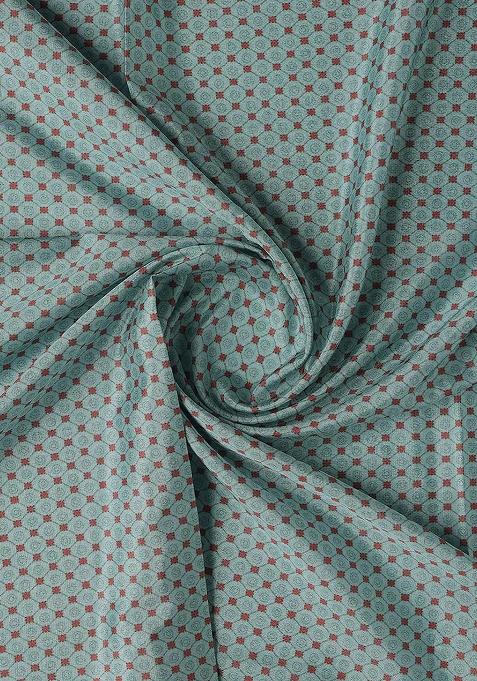 Blue Printed Crepe Lehenga Set