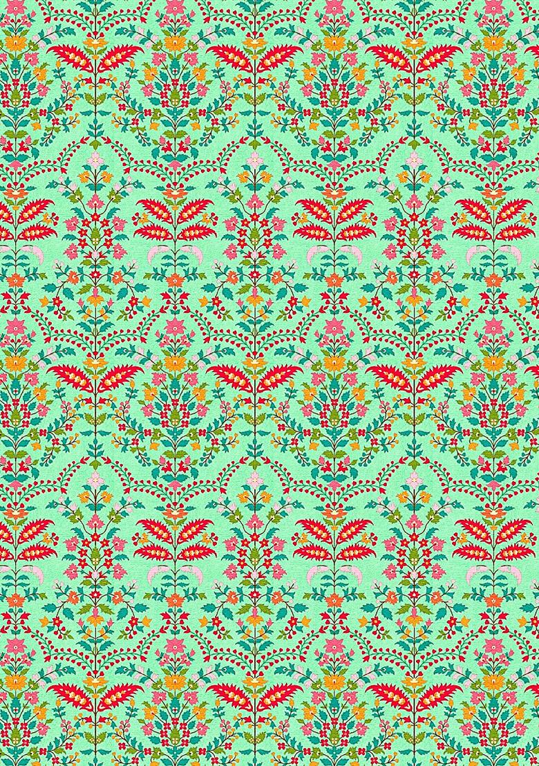 Green Printed Crepe Lehenga Set - Indya