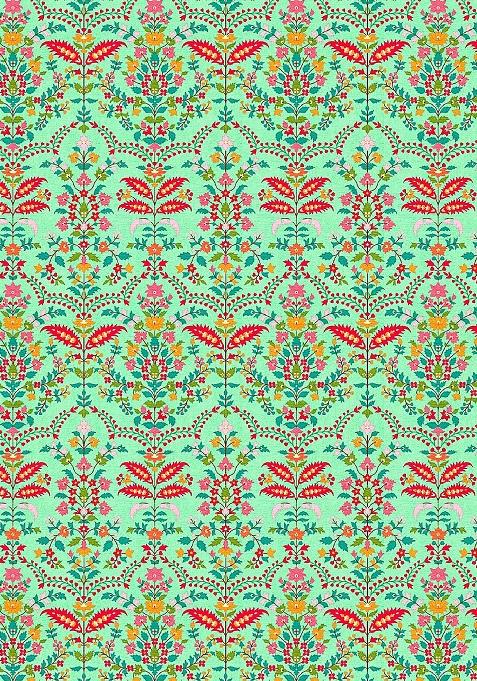 Green Printed Crepe Lehenga Set