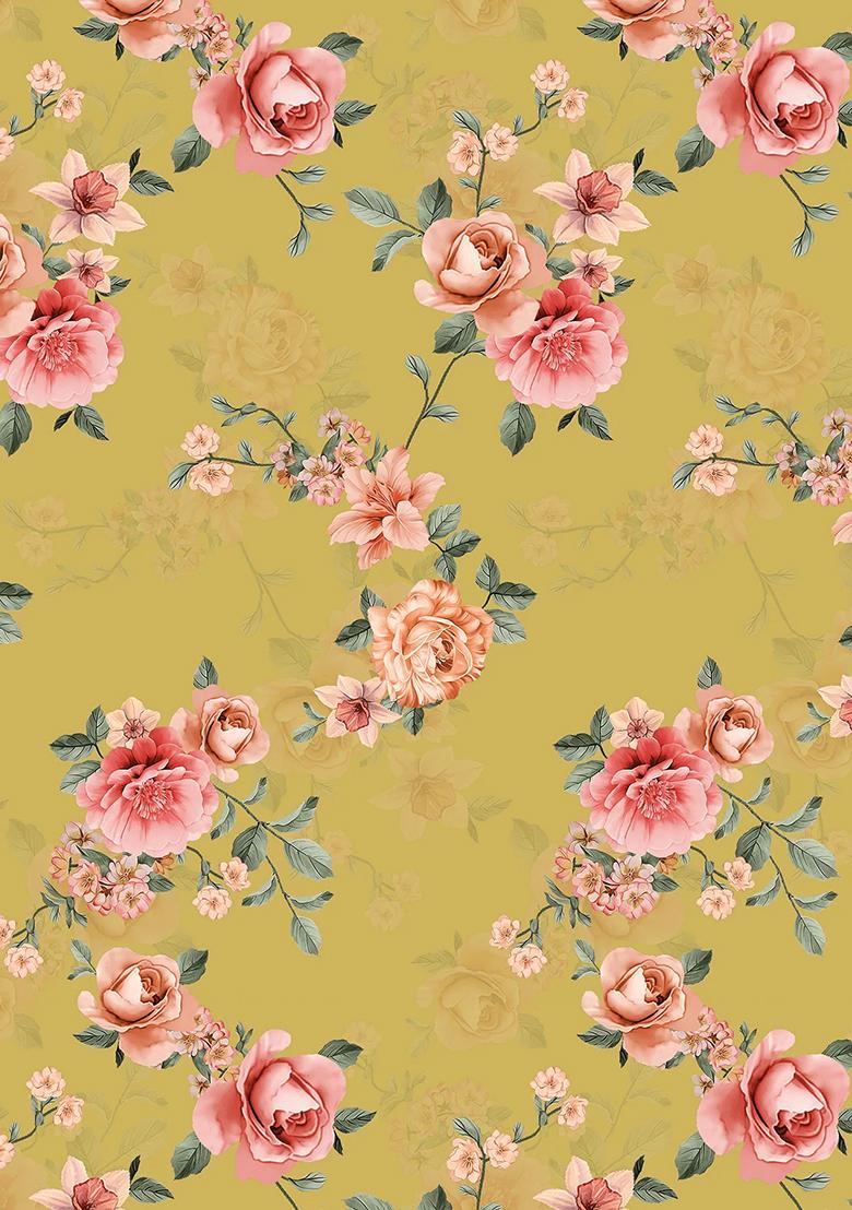 Yellow Printed Crepe Lehenga Set - Indya