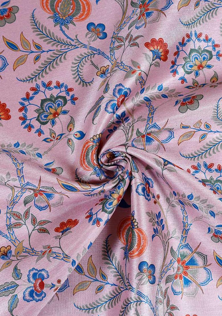 Purple Printed Crepe Lehenga Set