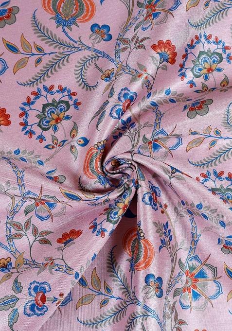 Purple Printed Crepe Lehenga Set