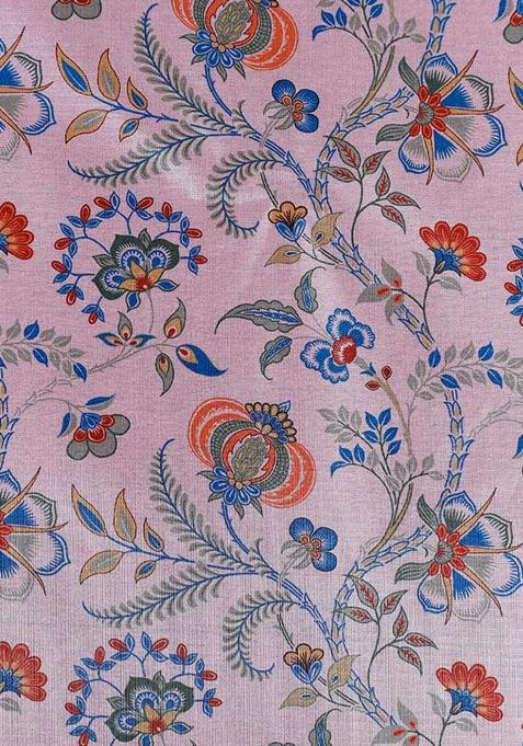 Purple Printed Crepe Lehenga Set