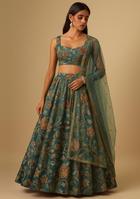 Multi Printed Viscose Lehenga Set