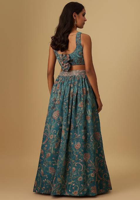 Multi Printed Viscose Lehenga Set