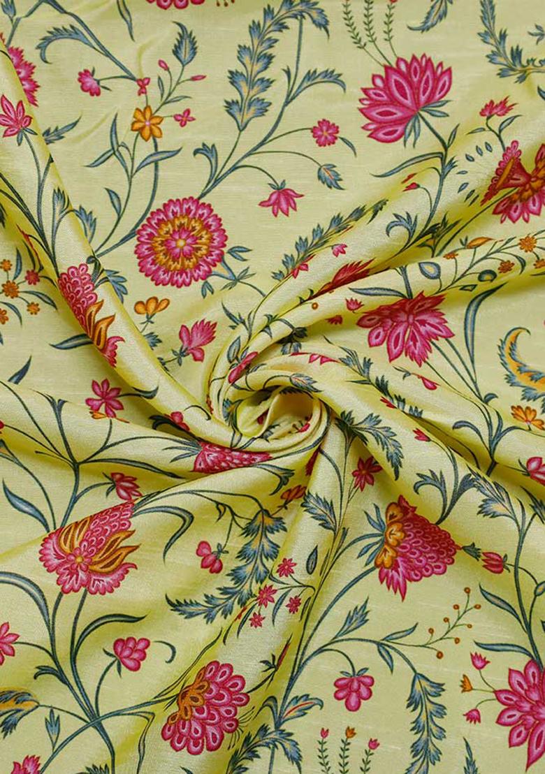 Yellow Printed Viscose Lehenga Set