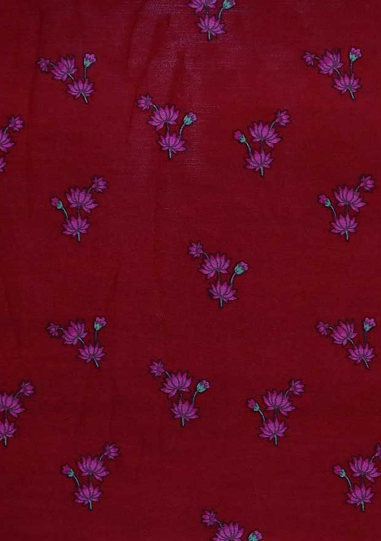 Maroon Printed Chanderi Lehenga Set