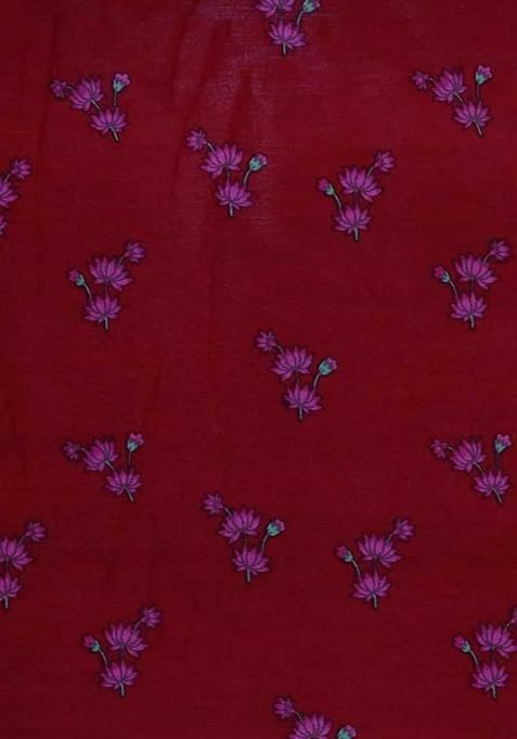 Maroon Printed Chanderi Lehenga Set