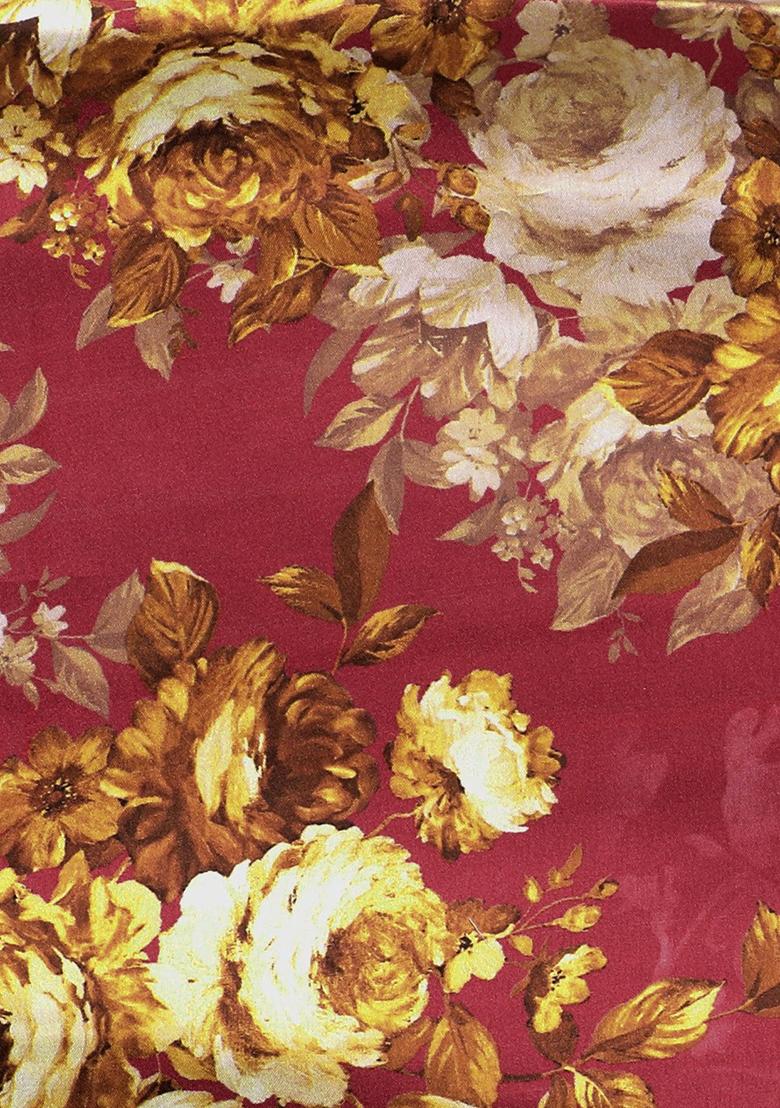 Brown Printed Satin Lehenga Set - Indya