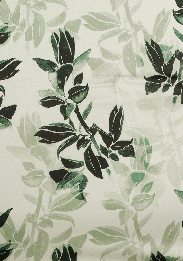 Beige Printed Satin Lehenga Set - Indya